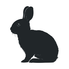 Obraz premium Silhouette of a sitting rabbit profile on white background