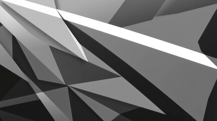 Abstract geometric design with grayscale triangles and sharp intersecting lines creating dynamic shapes