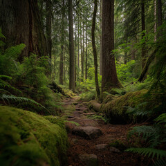 Fototapeta premium Vancouver Island temperate forest hike (Canada)