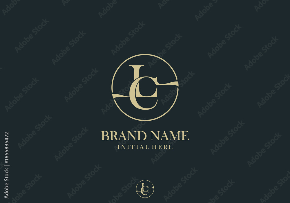 Poster elegant with circle initial lc letters monogram logo design