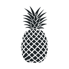 Obraz premium Monochrome pineapple silhouette with intricate patterned skin and leaves