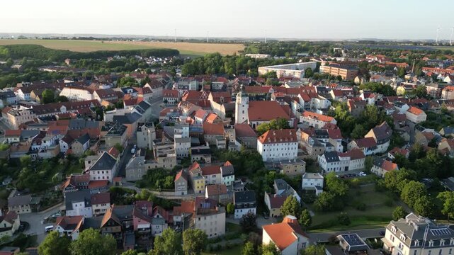 aerial view of the city ronneburg in Thuringia, germany 