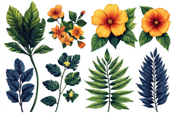 Obraz premium Vibrant Tropical Summer Elements in Cute Vector Style