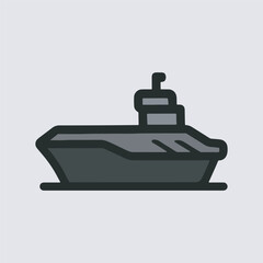 Modern Line Icon Aircraft Carrier Transportation Vessel with Bold Outline