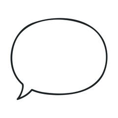 Fototapeta premium Simple black and white speech bubble drawing isolated on white