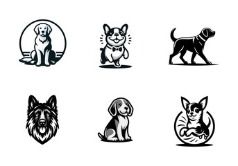 Dog Breeds Vector Icon Set: Cartoon Style