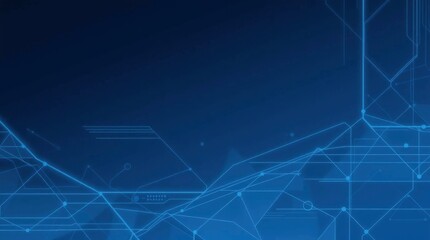 Blue tech backdrop featuring a network of glowing lines shapes  connectors forming a futuristic techinspired composition