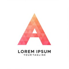 Geometric abstract letter a logo design with gradient colors and placeholder text for branding