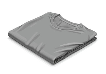 A folded gray tshirt with a crew neck is shown against a white backdrop