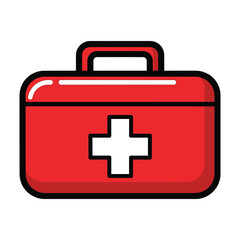 Fototapeta premium Illustration of a red first aid kit with a white cross, representing emergency medical supplies and healthcare