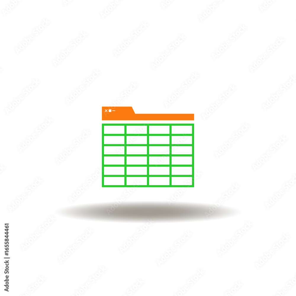 Poster vector illustration of spreadsheet computer work. icon of regularize, normalize, organize of order. 