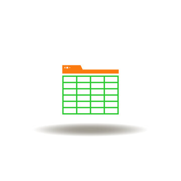 Vector illustration of spreadsheet computer work. Icon of regularize, normalize, organize of order. Symbol of web online electronic spreadsheet software.