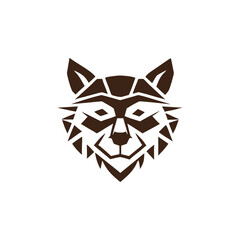 Fototapeta premium Geometric Wolf Head Logo Emblem With Sharp Angles In Dark Brown vector illustration