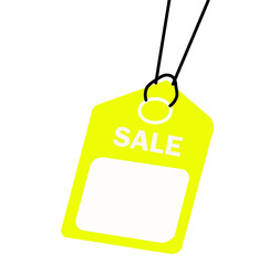 yellow sale price tag on white background