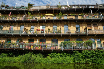 Building on the Weiße Elster in Leipzig. Formerly Germany's oldest mail-order company, Mey und...