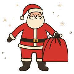 santa claus with gifts, christmas, santa claus, vector, transparent background, gifts, santa, xmas, red, winter, celebration, gift, isolated, season, happy, merry, december, beard, cute