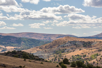 Scenic mountain landscape surrounding the ancient city of Hattusa in Bogazkale, Turkey