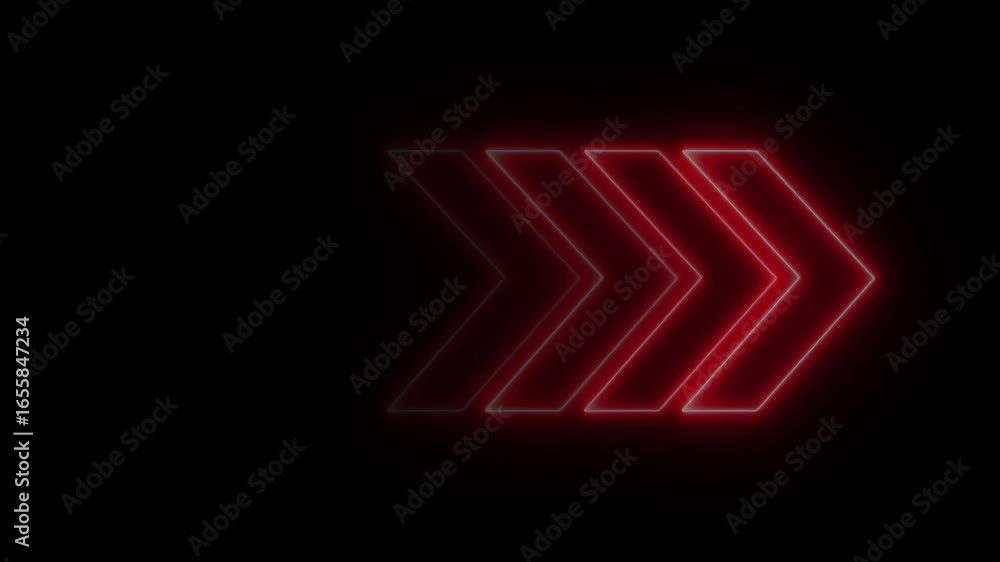 Fototapete glowing neon red color right side arrow loop animation direction concept arrow icon concept. arrow l
