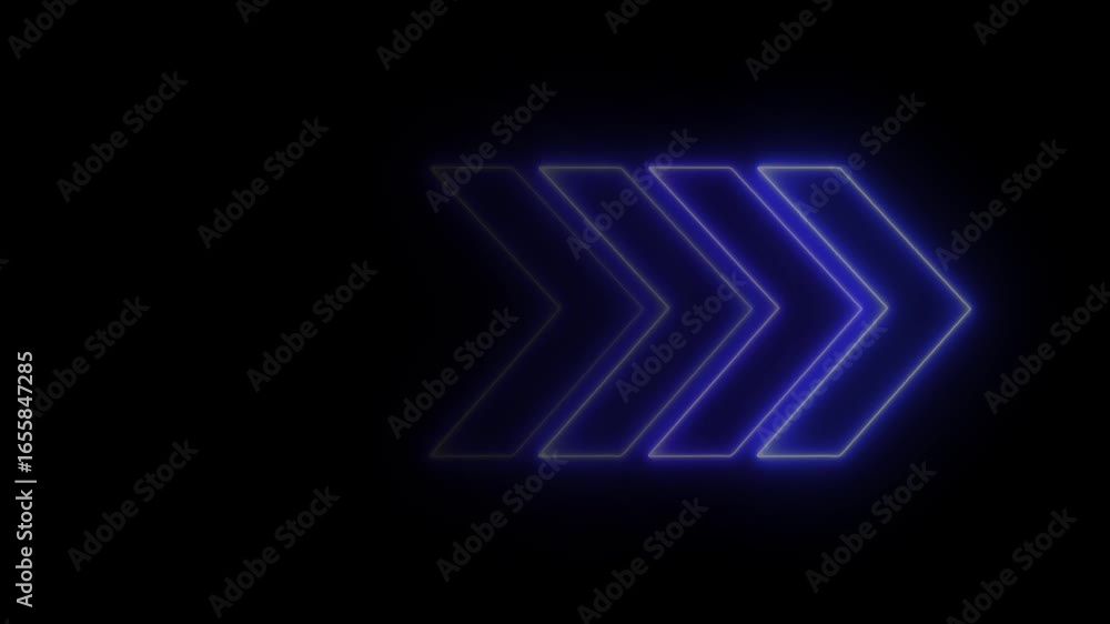 Fototapete glowing neon blue color right side arrow loop animation direction concept arrow icon concept. arrow 