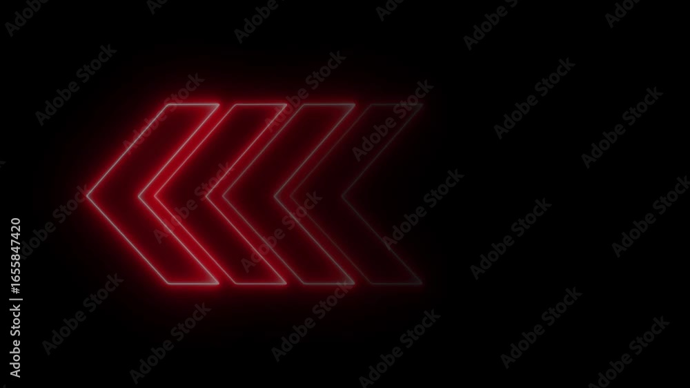 Fototapete glowing neon red color left side arrow loop animation direction concept arrow icon concept. arrow lo