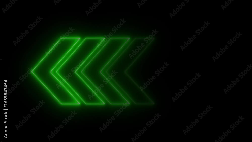Fototapete glowing neon green color left side arrow loop animation direction concept arrow icon concept. arrow 