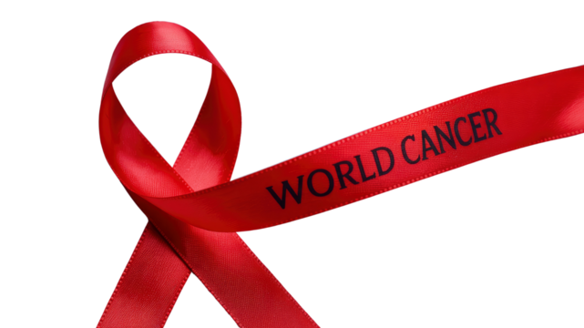 World Cancer Day Awareness Red Ribbon Symbol