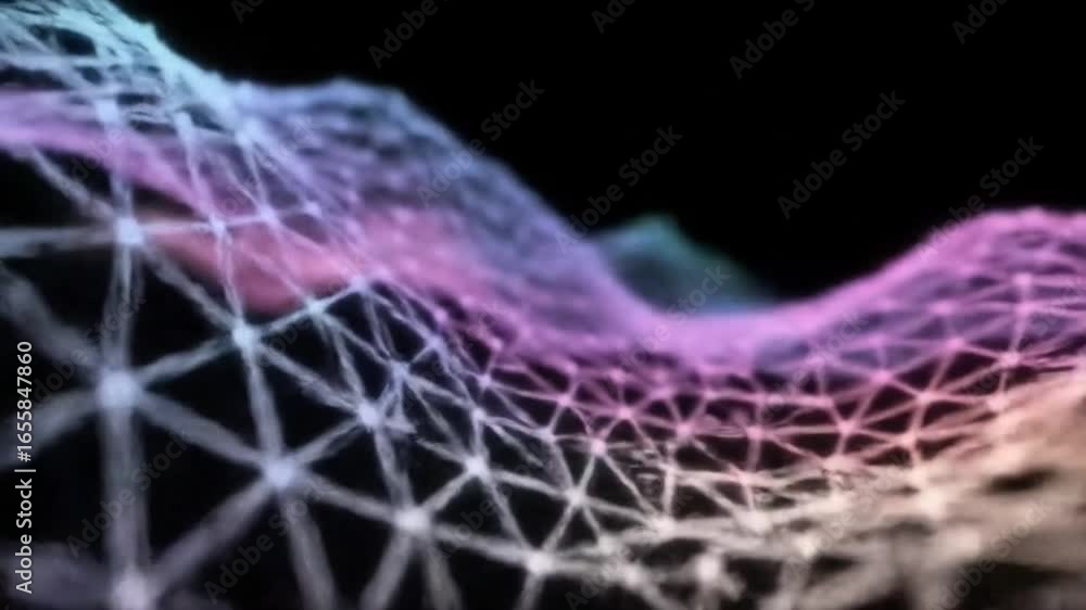 Poster abstract network connection with colorful gradient on black background