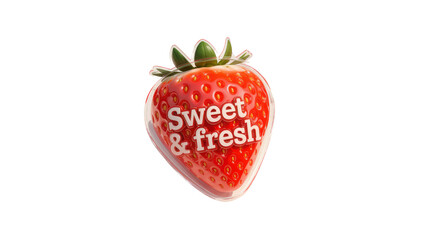 Sweet & Fresh Strawberry 3D Render of a Juicy Strawberry with Text Overlay