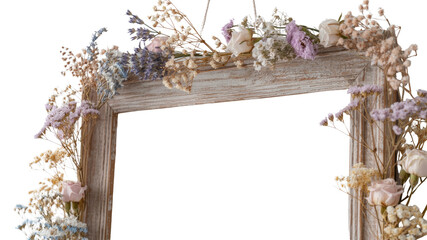 Rustic Wooden Frame Decorated with Dried Flowers
