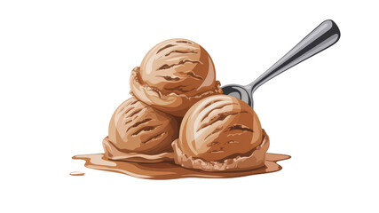 Delicious Melting Chocolate Ice Cream Scoops with Spoon