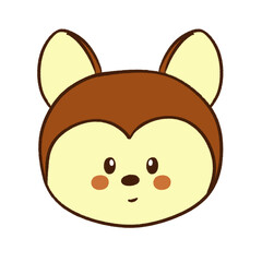 deer. brown. zoo. animal. pet. farm. cartoon. cute character. wild animals. animal character. face. head.