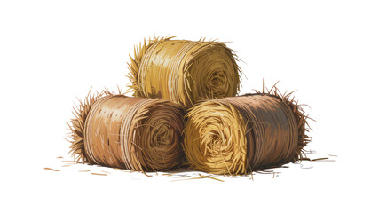Three Hay Bales in a Rustic Stack - Farm Harvest Illustration