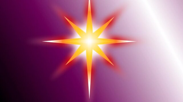 white star with red rays on a purple background with white gradient becomes smaller and larger