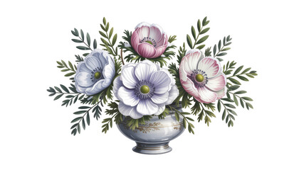 Elegant Anemone Flower Arrangement in Vintage Vase