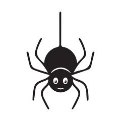 Simple black spider silhouette with smiling face