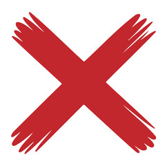 Fototapeta premium Grunge Red X Mark Hand-Drawn Brush Stroke Cross Symbol Vector 