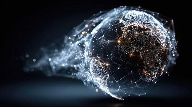 Glowing Earth network, digital art - Powered by Adobe
