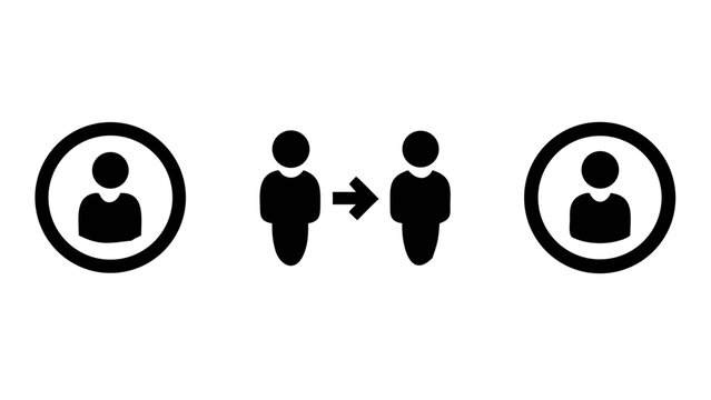 Connection Icons: A symbolic visual of individual merging, a universal symbol of communication, social interaction, and human connections