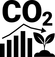 Carbon Dioxide Graph with Growing Plant Vector