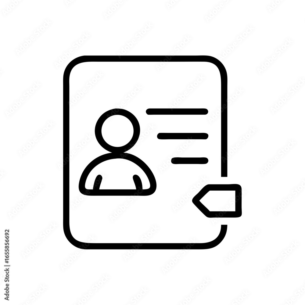 Poster user profile icon with details and arrow in minimalist style