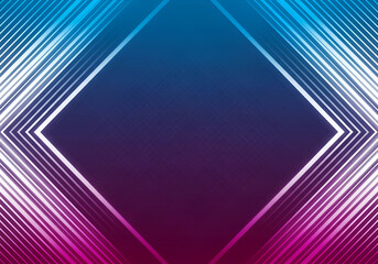 Podium stage with spot lights background - abstract glowing neon lines forming a diamond shape on a dark blue and purple gradient background, futuristic design