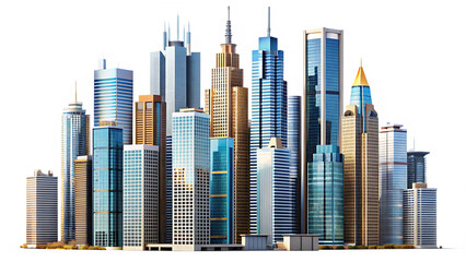 skyscrapers in the city isolated on white background PNG, AI GENERATED