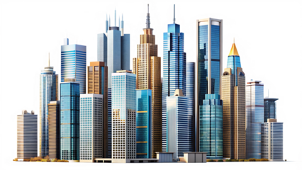 skyscrapers in the city isolated on white background PNG, AI GENERATED