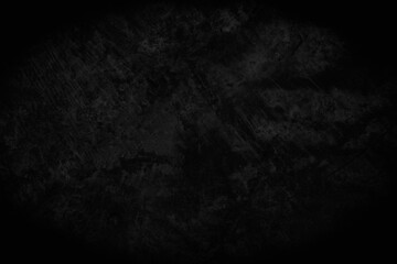 Close up retro plain dark black cement & concrete wall background texture for show or advertise or...