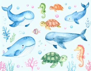 Fototapeta premium vector illustration of a set of funny animals