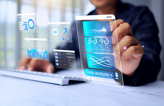 Business data analysis concept with businessman working on computer to information summary and conclusion for digital marketing business investment direction