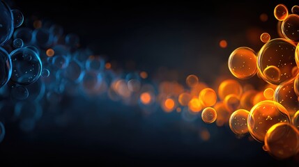Abstract image of glowing blue and orange spheres