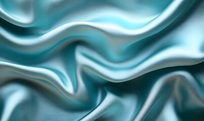 Obraz premium Close up shot of light blue satin fabric with soft folds and gentle curves in a flowing pattern