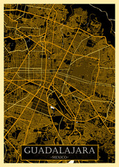Guadalajara Mexico Map. downtown tourism house art travel, scenic metropolis concept, travel art city, patriotic abstract banner, view office street