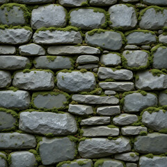 Obraz premium Seamless Stone Wall Texture with Moss